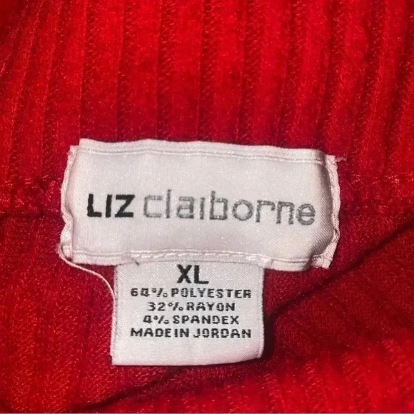 𝅺LIZ Claiborne Pullover Cowl Neck With Side Buttons Red Size XL - Picture 4 of 5